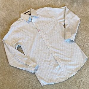 Joseph Abboud Light Blue Checkered Dress Shirt